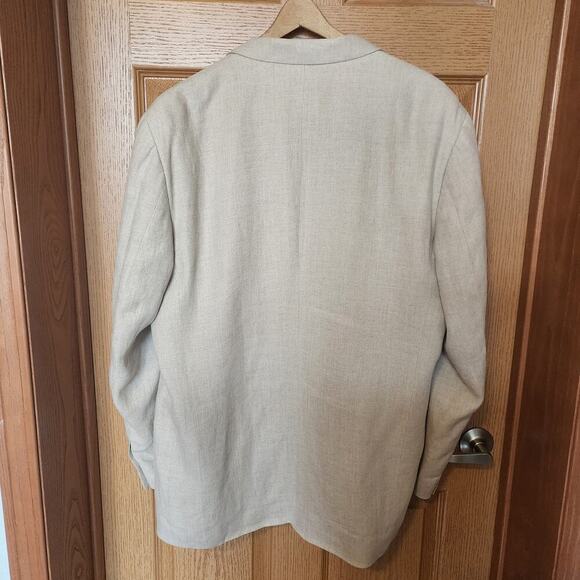 Cellini Linea Uomo Men's 100% Linen Blazer Sport Coat Lightweight Tan Coat Lined - Picture 9 of 16